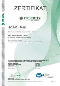 Unsere Zertifizierung nach ISO 9001:2015