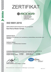 Unsere Zertifizierung nach ISO 9001:2015
